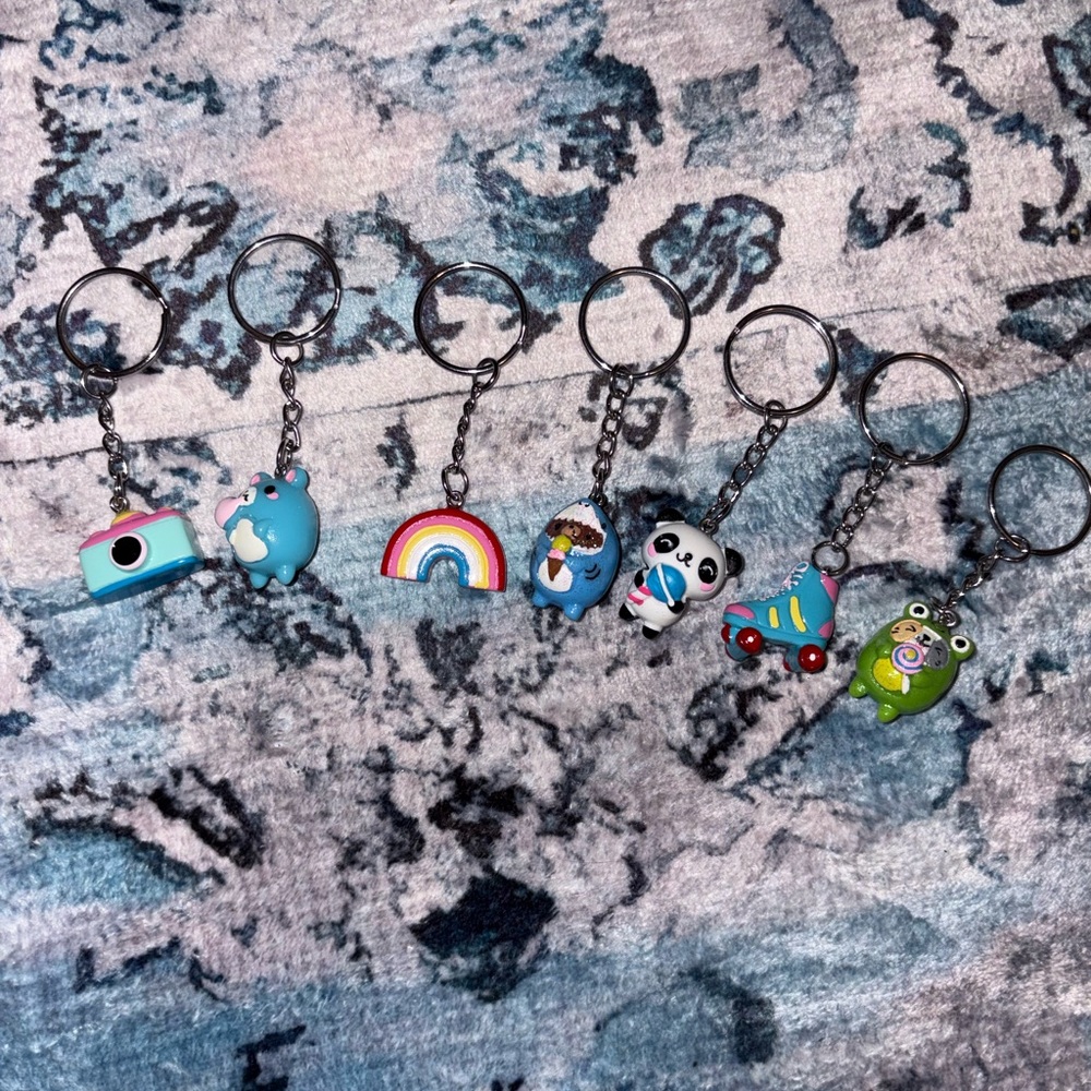 Cute Keychain Set with Colorful Charms